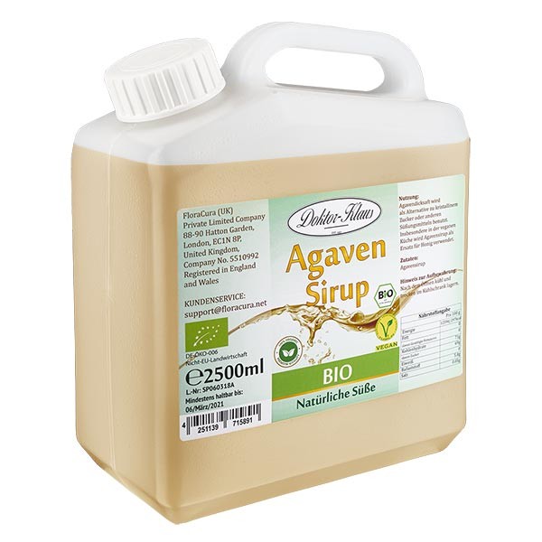 sirop d&#039;agave bio 2500 ml en jerrican transparent