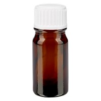 Bruine glazen fles 5ml met wit schroefsluiting globuli uitgietring Bruine glazen fles 5ml met wit schroefsluiting globuli uitgietring