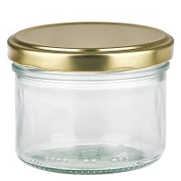 Pot cylindrique 230ml avec couvercle BioSeal or UN.. Pot cylindrique 230ml avec couvercle BioSeal or UN..