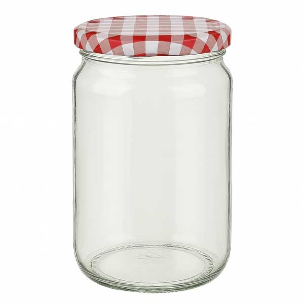 795 ml rond glas met BasicSeal deksel rood/wit UNiTWiST