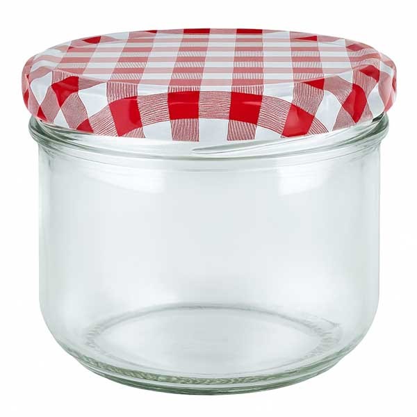 260 ml trommelglas + BasicSeal deksel rood/wit UNiTWiST