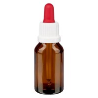 Pipetfles bruin 30ml, pipet wit/rood VR Pipetfles bruin 30ml, pipet wit/rood VR