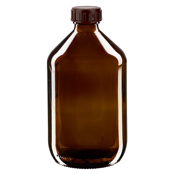 Flacon médical de 500 ml avec bouchon marron