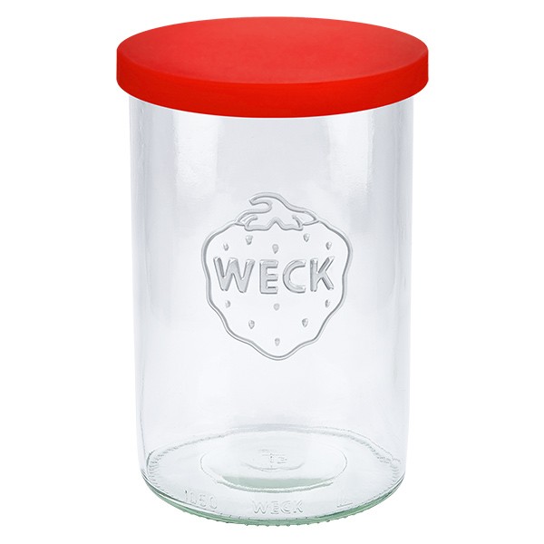 Pot de 1000ml WECK RR100 avec couvercle en silicone rouge