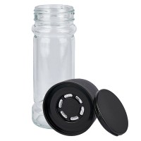 Kruidenpotje cilindervorm 100 ml met 41 mm schroefdraad, helder glas, incl. molen-schroefsluiting, transparant Kruidenpotje cilindervorm 100 ml met 41 mm schroefdraad, helder glas, incl. molen-schroefsluiting, transparant