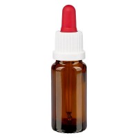 Pipetfles bruin 10ml, pipet wit/rood VR Pipetfles bruin 10ml, pipet wit/rood VR