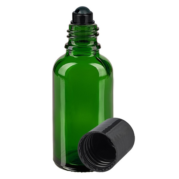 Flacon de déodorant en verre vert 30 ml, déo à bille vide