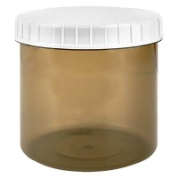 Kunststof pot 375ml transparant met geribbeld wit schroefdeksel van PE, type sluiting Standaard Kunststof pot 375ml transparant met geribbeld wit schroefdeksel van PE, type sluiting Standaard