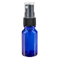 Blauwe glazen flessen 10ml met zwart pompverstuiver Blauwe glazen flessen 10ml met zwart pompverstuiver