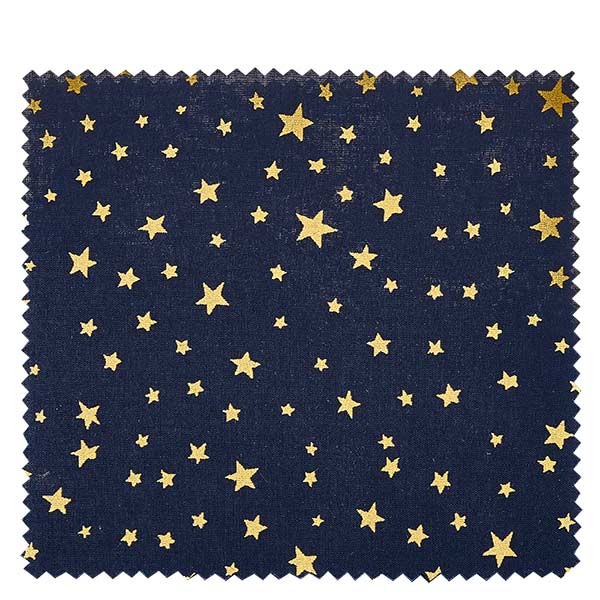 1 x stoffen lapje 150x150mm donkerblauw met gouden sterren voor deksel diameter 43-100mm