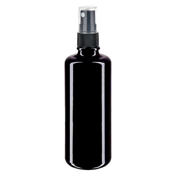 Flacon en verre violet 50 ml DIN18 (verre Miron) avec spray