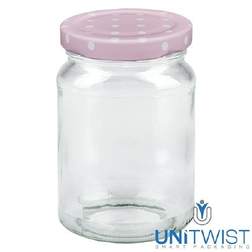 205 ml ronde pot + BasicSeal-deksel met stippen, roze UNiTWIST®