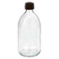 500ml Euro-medicijnfles helder met bruine schroefsluiting VR 500ml Euro-medicijnfles helder met bruine schroefsluiting VR