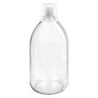 1000 ml Euro-medicijnflessen helder met witte schroefsluiting en doseerbeker 30ml 1000 ml Euro-medicijnflessen helder met witte schroefsluiting en doseerbeker 30ml