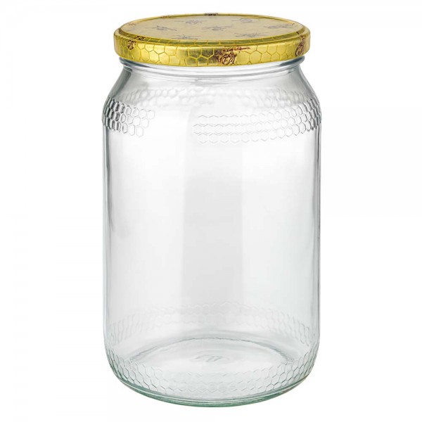 Pot à miel 1260 g avec couvercle motif rayon de miel BasicSeal UNiTWIST