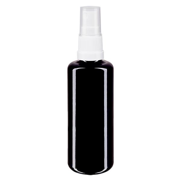 Flacon en verre violet 50 ml DIN18 (verre Miron) avec spray