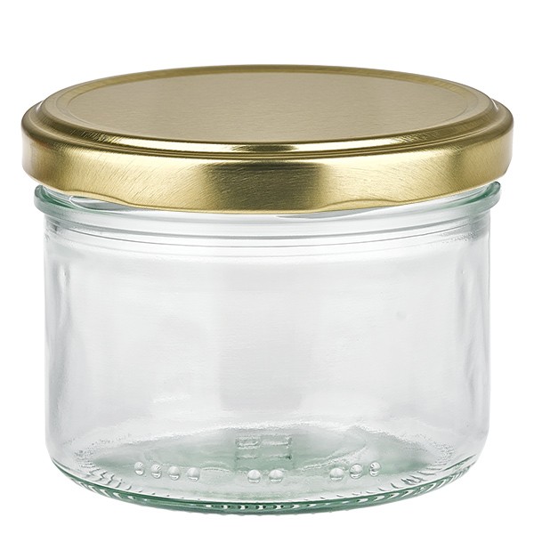 230 ml cilindrisch glas met BasicSeal deksel goud UN.