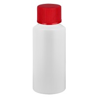 PET cilinderfles 30ml wit met schroefsluiting rood PET cilinderfles 30ml wit met schroefsluiting rood