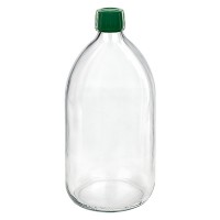 1000ml Euro-medicijnfles helder met groene schroefsluiting VR 1000ml Euro-medicijnfles helder met groene schroefsluiting VR