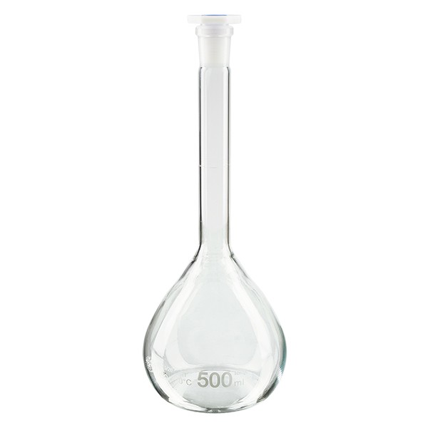 Maatkolven 500ml met slijpstuk 19/26 borosilicaat incl. PEHD stop