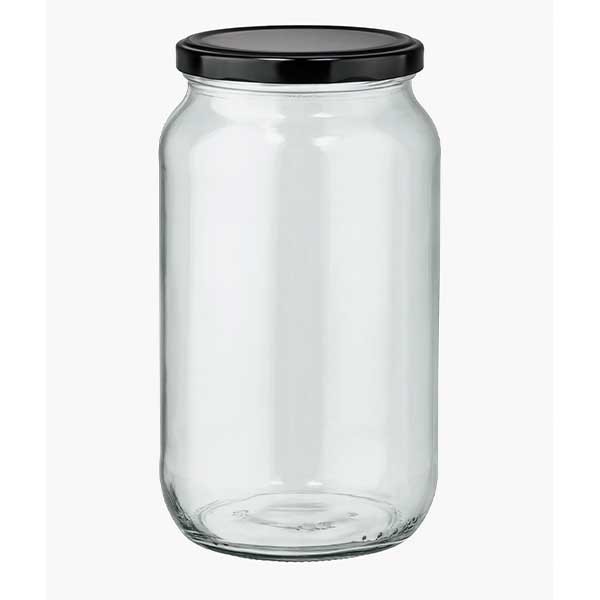 1062ml rond glas met BasicSeal deksel zwart UNiTWiST