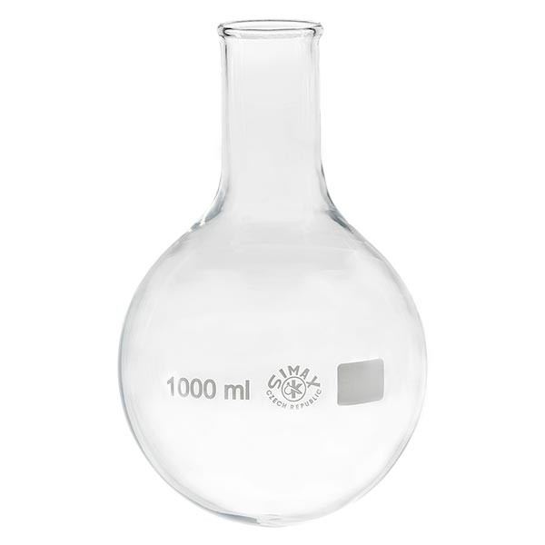 Platbodem kolf 1000ml nauwe hals borosilicaat met afgeronde rand