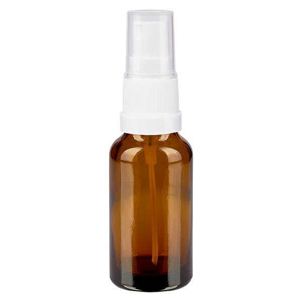 Bruin glazen flessen 20ml met wit pompverstuiver