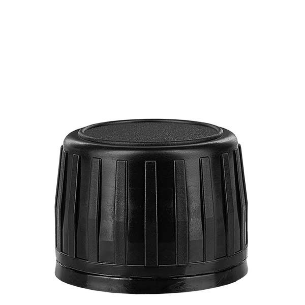 Schroefsluiting 28 mm zwart voor medicijnflessen met garantiesluiting (OV ring)