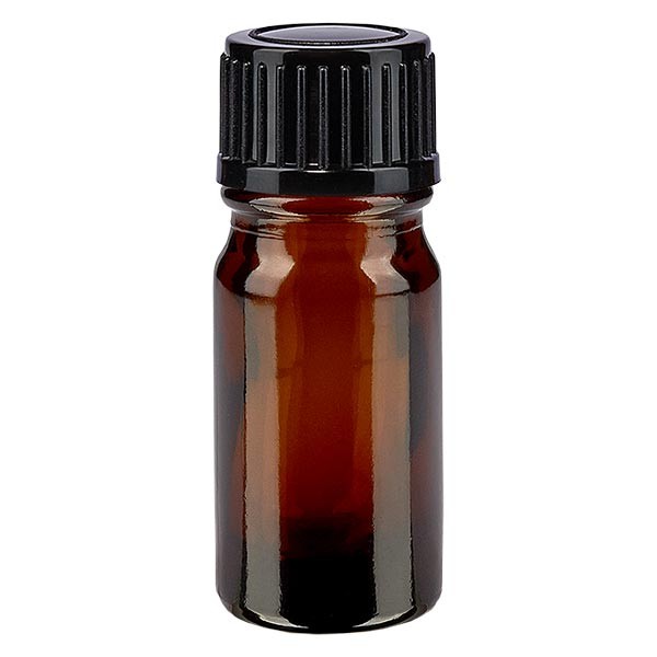 Flacon pharma. ambre 5 ml bouch. à vis noir st