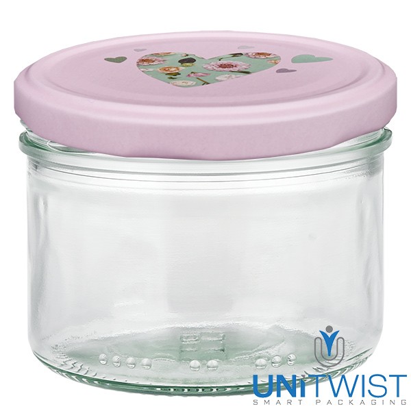 Verre cylindrique 230 ml + couvercle BasicSeal cœur rose