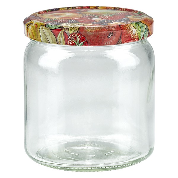 408ml rond glas + BasicSeal deksel fruitdecor UNiTWiST