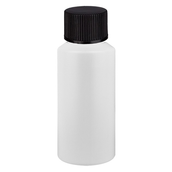 Flacon cylindrique en PET blanc 30 ml, S20x3, sans bouchon