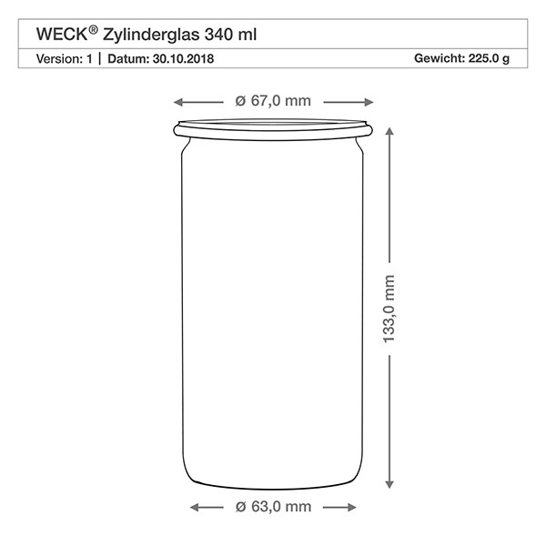 WECK-cilinderglas 340ml met deksel