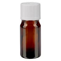 Bruine glazen fles 5ml met wit schroefsluiting kinderslot St Bruine glazen fles 5ml met wit schroefsluiting kinderslot St