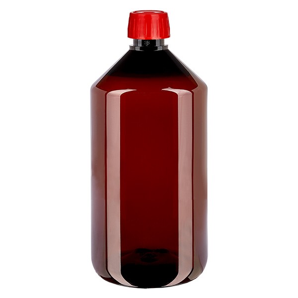 PET-fles 750ml met ontgassingsdop rood