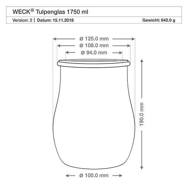 1750ml tulpenpot WECK RR100 met kurk naturel