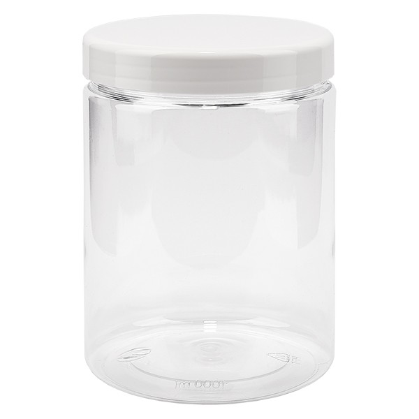 Pot à vis en PET clair 1000 ml avec couvercle blanc