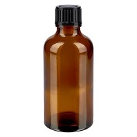 Apothekersfles bruin 50 ml druppelsluiting 1 mm zwart, Standaard Apothekersfles bruin 50 ml druppelsluiting 1 mm zwart, Standaard
