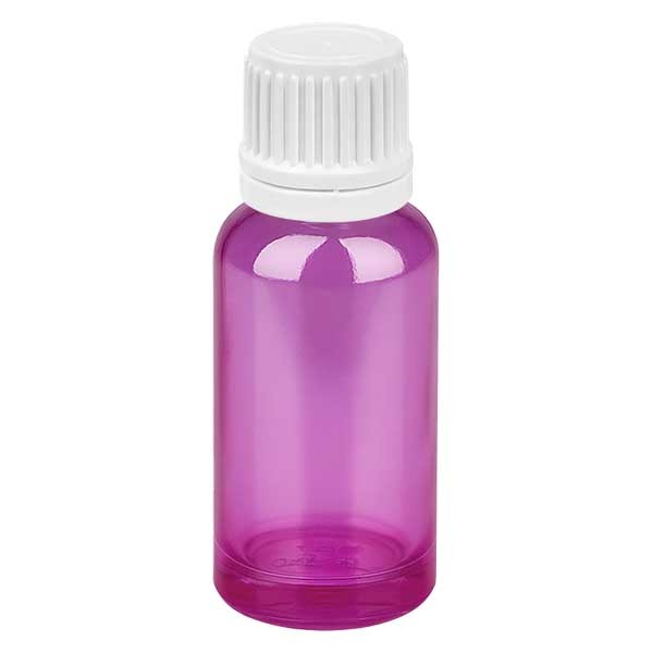 Flacon compte-gouttes 20 ml 0,7 mm blanc avec bague d&#039;inviolabilité PurpleLine UT18/20