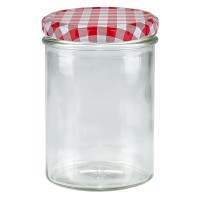 Verre renversé 435ml + couvercle BasicSeal rouge/blanc UNiTWiST Verre renversé 435ml + couvercle BasicSeal rouge/blanc UNiTWiST