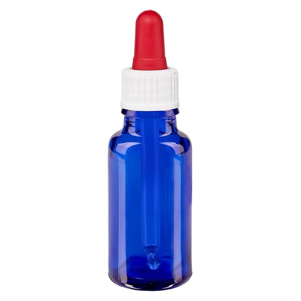 Flacon bleu 20 ml + pipette rouge et blanche St