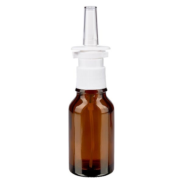 Flacon compte-gouttes ambré 30 ml avec spray nasal blanc