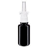 Fles van violet glas 20 ml met neusverstuiver wit Fles van violet glas 20 ml met neusverstuiver wit
