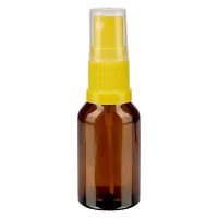 Bruin glazen flessen 15ml met geel pompverstuiver Bruin glazen flessen 15ml met geel pompverstuiver