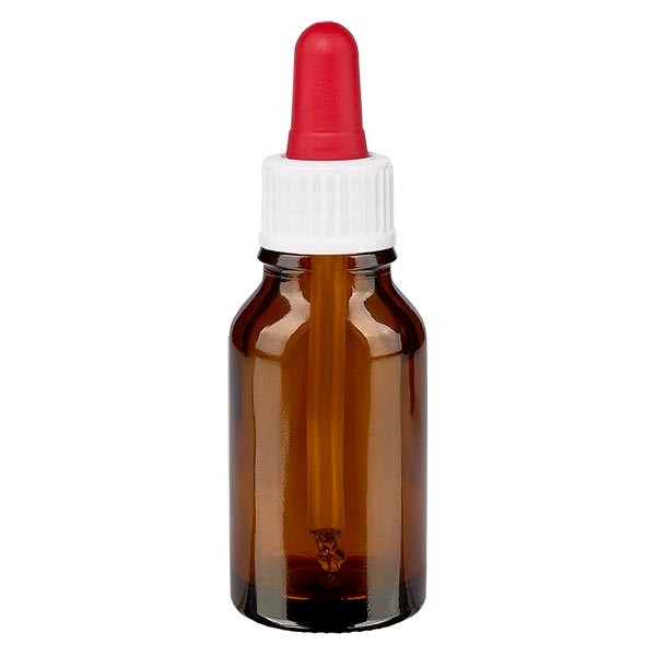 Flacon brun 30 ml + pipette rouge et blanche standard