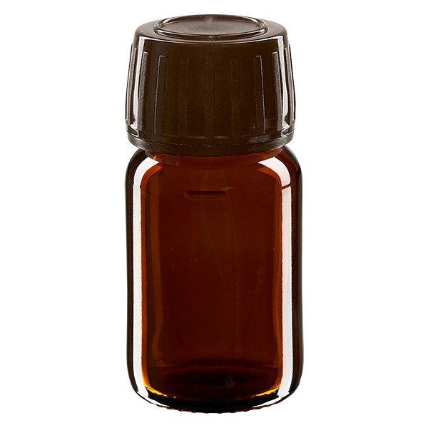 Flacon médical 30 ml couleur ambrée avec bouchon brun