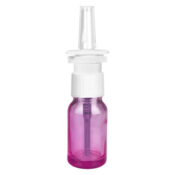 Flacon spray nasal de 10 ml. Blanc/tr. avec bouchon standard PurpleLine UT18/10