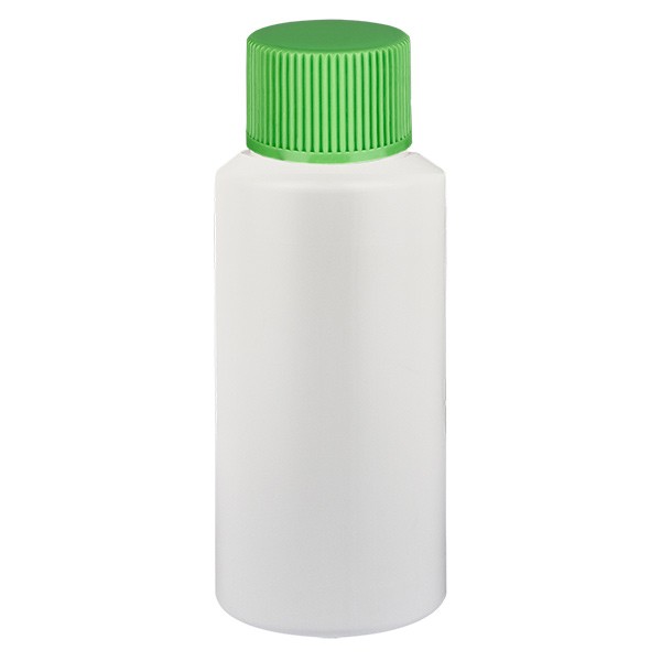 PET cilinderfles 25ml wit met schroefsluiting groen