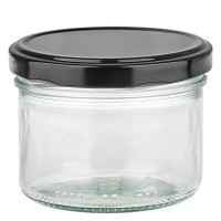 Pot cylindrique 230ml avec couvercle BioSeal noir UN.. Pot cylindrique 230ml avec couvercle BioSeal noir UN..