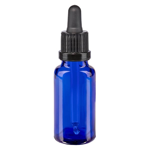 Pipetfles blauw 20ml, pipet zwart VR